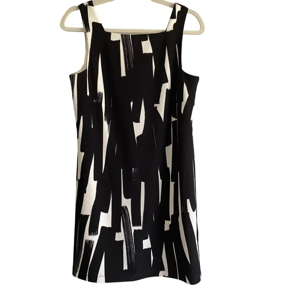Maggy London For Melanie Lyne High Neck Square Neck Black & White Mini Dress